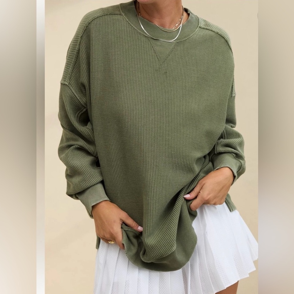 AERIE Big Chill Textured Crew Sweatshirt
